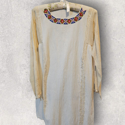 İşlemeli İpek Pamuk Kısa Tunik